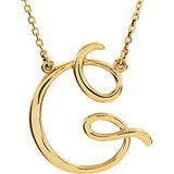 14K White Script Initial A 16" Necklace