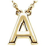 14K White Block Initial R 16" Necklace