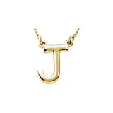 14K White Block Initial R 16" Necklace