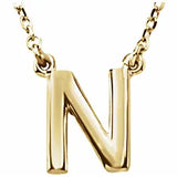 14K White Block Initial R 16" Necklace