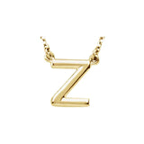 14K White Block Initial R 16" Necklace