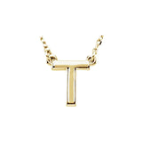 14K White Block Initial R 16" Necklace