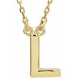 14K White Block Initial R 16" Necklace