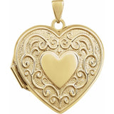 14K Yellow Engravable Heart Locket - Luvona