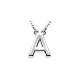 14K White Block Initial R 16" Necklace