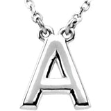 14K White Block Initial R 16" Necklace