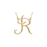 14K White Script Initial A 16" Necklace