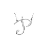 14K White Script Initial A 16" Necklace