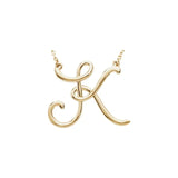 14K White Script Initial A 16" Necklace