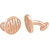 14K Rose Gold-Plated Sterling Silver 16.5 mm 3-Letter Block Monogram Cuff Links Rose Gold - Luvona