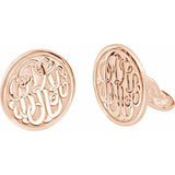 14K Rose Gold-Plated Sterling Silver 18 mm 3-Letter Script Monogram Cuff Links Rose Gold  - Luvona