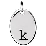 13x10 mm Oval Pendant Engravable Tag Style White Gold - Luvona