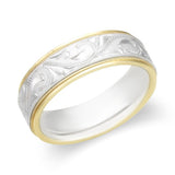 Mens Hand-Carved Two-Tone Band-119-01612