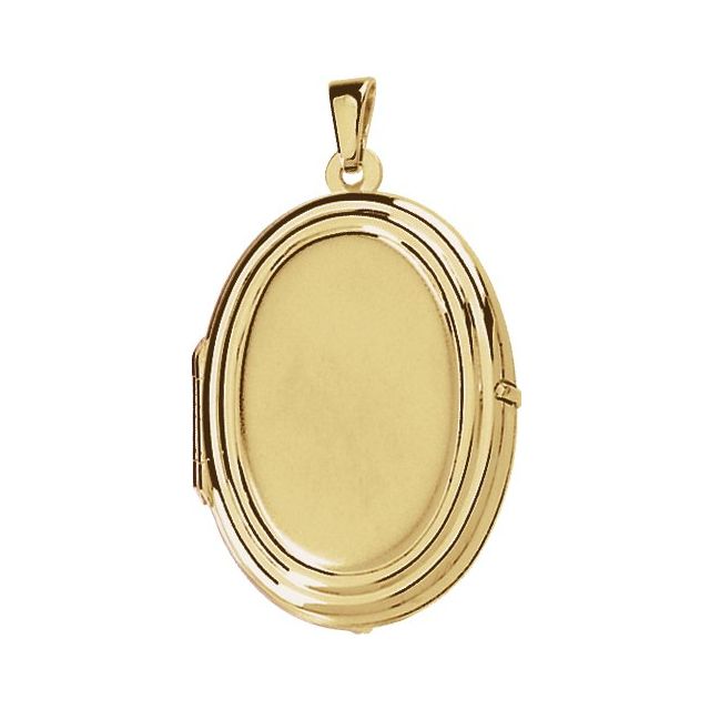 14K Yellow Engravable Oval Locket - Luvona