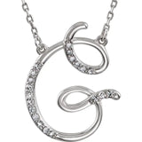 Natural Diamond Scripted Initial Necklace Large Style