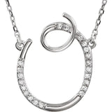 Natural Diamond Scripted Initial Necklace Large Style