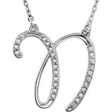 Natural Diamond Scripted Initial Necklace Large Style