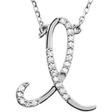 Natural Diamond Scripted Initial Necklace Large Style