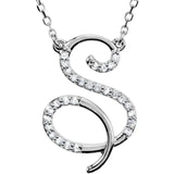 Natural Diamond Scripted Initial Necklace Large Style