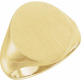 14K Yellow 18x16 mm Oval Signet Men's Ring