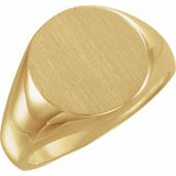 14K Yellow 15 mm Round Signet Ring - Luvona