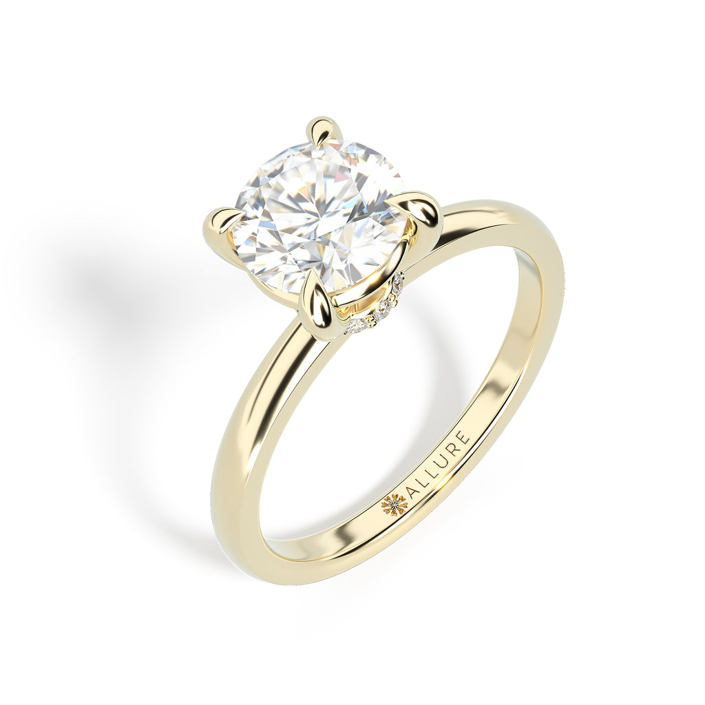 Rose Gold Solitaire Hidden Halo Round Center Stone by Allure – Andrews 