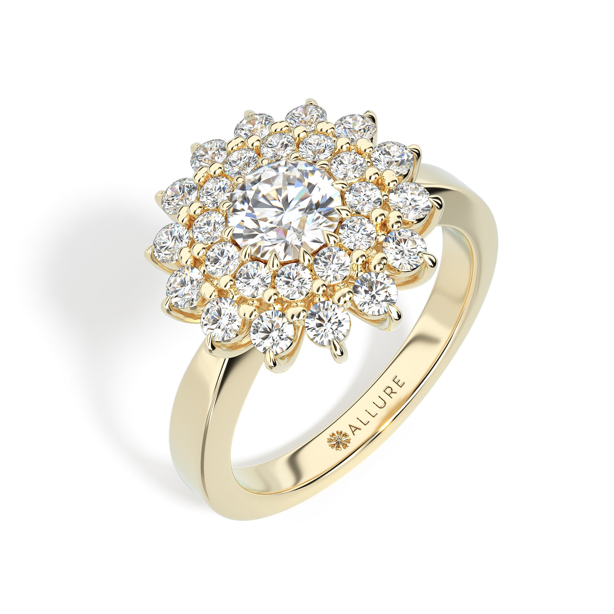 Floral Diamond Engagement Ring by Allure 14K Yellow Gold Floral Diamond Engagement Ring by Allure 14K Yellow Gold