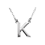 14K White Block Initial R 16" Necklace