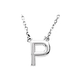 14K White Block Initial R 16" Necklace