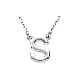 14K White Block Initial R 16" Necklace