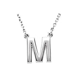 14K White Block Initial R 16" Necklace