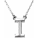 14K White Block Initial R 16" Necklace