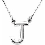 14K White Block Initial R 16" Necklace