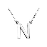 14K White Block Initial R 16" Necklace