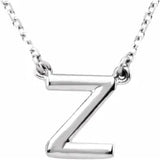 14K White Block Initial R 16" Necklace