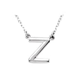 14K White Block Initial R 16" Necklace