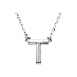 14K White Block Initial R 16" Necklace