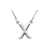 14K White Block Initial R 16" Necklace