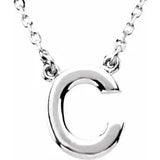 14K White Block Initial R 16" Necklace