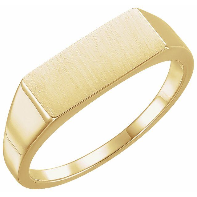 14K Yellow 15x7 mm Rectangle Signet Ring - Luvona