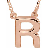 14K White Block Initial R 16" Necklace