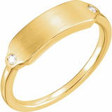 14K Yellow .03 CTW Diamond 18x5 mm Rectangle Signet Ring - Luvona