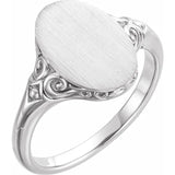 14K Rose 13x9 mm Oval Signet Ring Platinum- Luvona