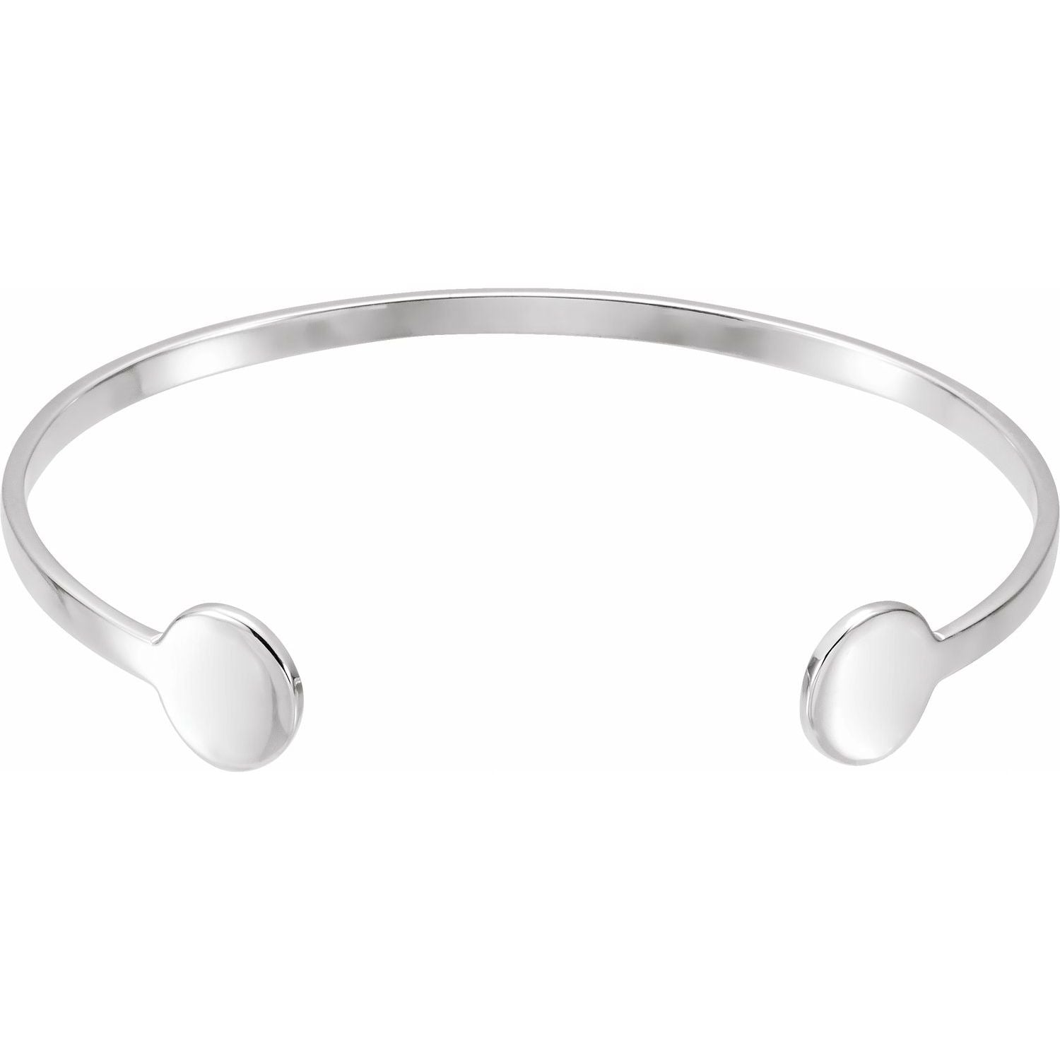 14K White Engravable Cuff 6 3/4" Bracelet - Luvona