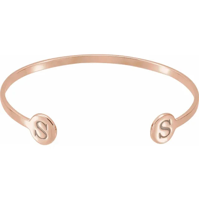 14K Rose Gold Engravable Cuff Bracelet - Luvona