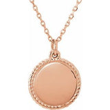 Engravable Round Rope Border Round Disc Necklace - Luvona