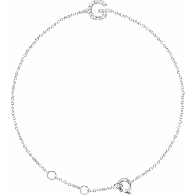 Block Initial Bracelet Set with Natural Diamonds - Luvona