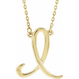 14K White Script Initial A 16" Necklace