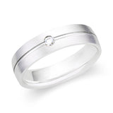 14k White Gold Men's Diamond Wedding Band-119-01643