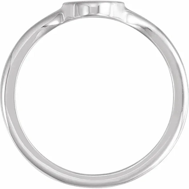 Ladies Oval Brushed Top Signet Ring - Luvona